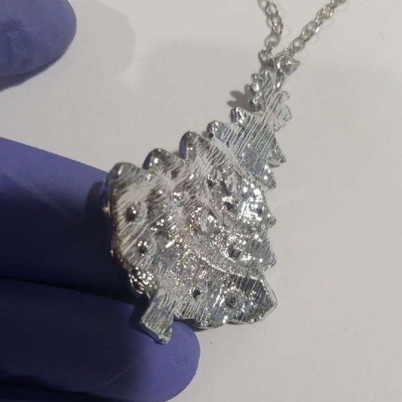 Silver & Green Christmas Tree Pendant Necklace - Colorful Pendant Womens Jewelry - Picture 7 of 8